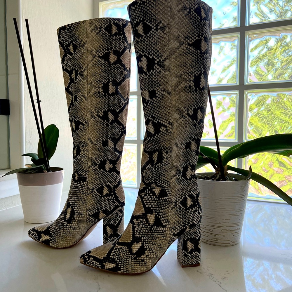 Animal Print boots, worn twice